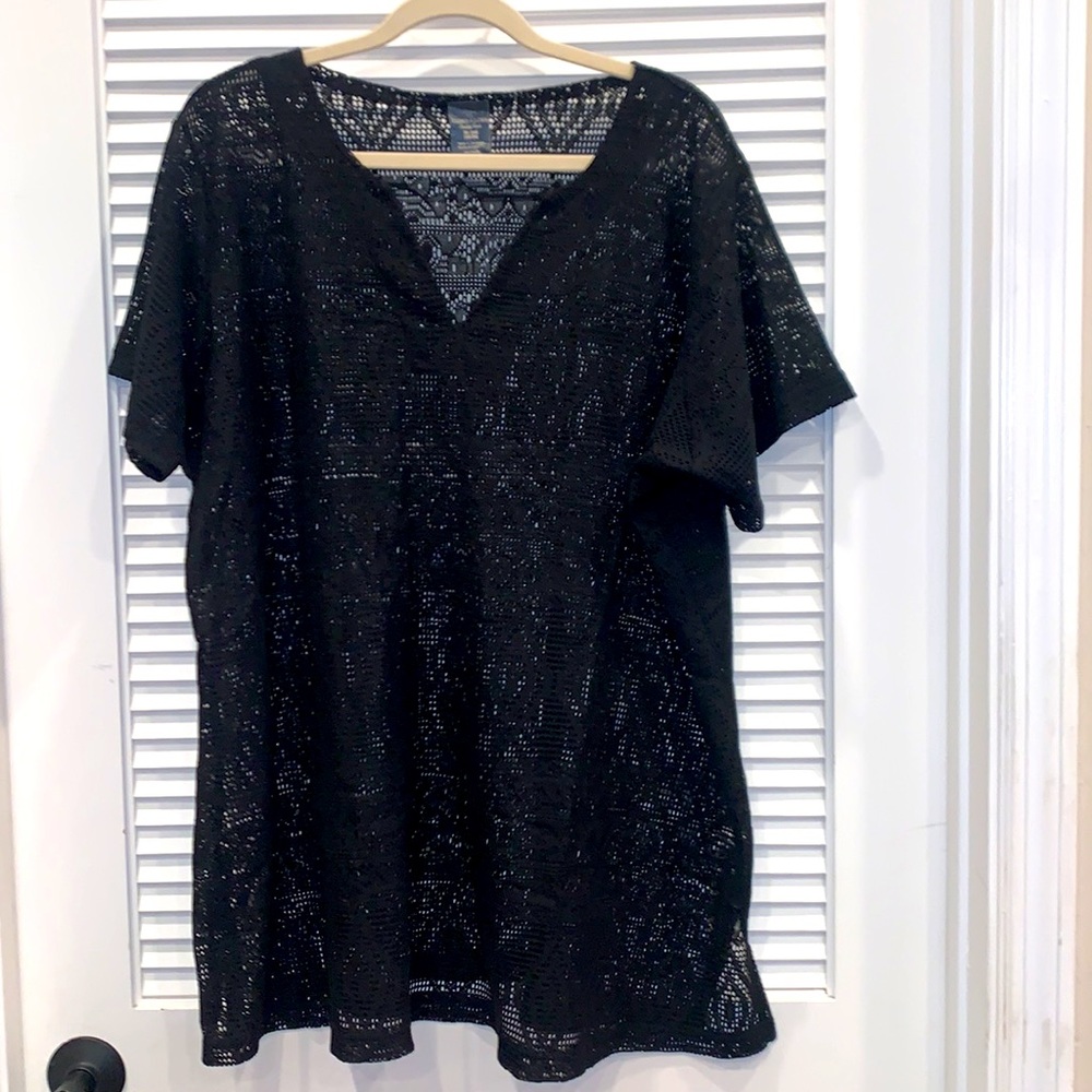 Faded Glory Laser Cut Semi Sheer Top